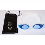 Blue Prescription Swimming Goggles With White Seals and Strap
