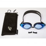 Children's Blue Prescription Swimming Goggles With Black Seals and Strap