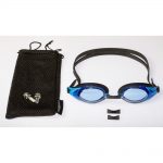 Blue Prescription Swimming Goggles With Black Seals and Strap