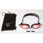 Pink Prescription Swimming Goggles With Black Seals and Strap